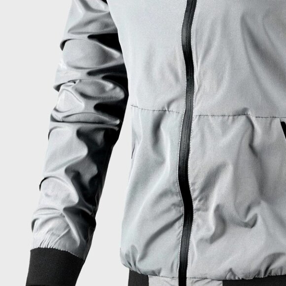 Gray Casual Men's Bomber Jacket - Picture 5 of 6